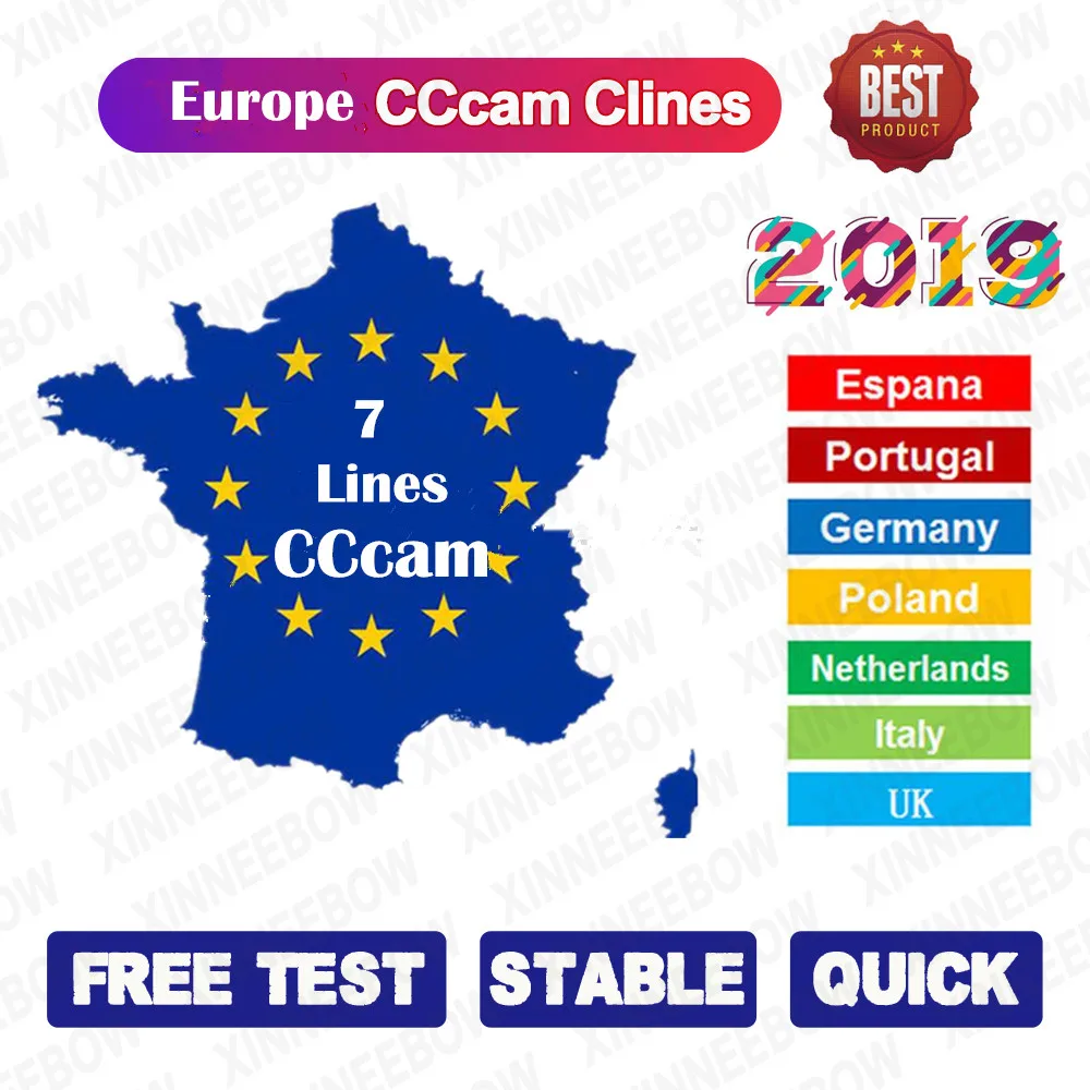 CCCAM Европа Cline 7 Clines 7 линий для Испании Великобритании Франции Германии Netherland Polsat для спутникового приемника декодер CCCAM