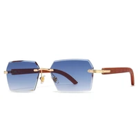 fashion small frame personalized metal rimless trim sunglass brand design anti ultraviolet uv400 sunglasses for adultwomenmen