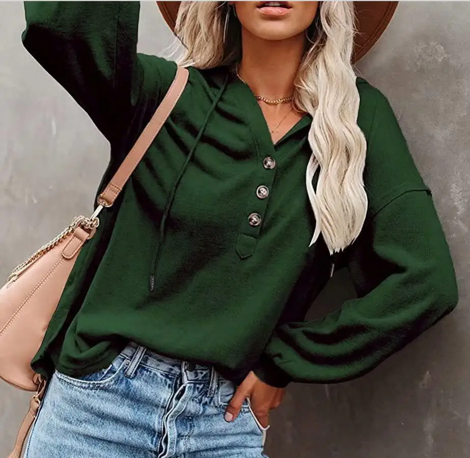 

Женский свитер на пуговицах, свободный спортивный свитер с V-образным вырезом и длинным рукавом летучая мышь в Европейском стиле, Осень-зима...