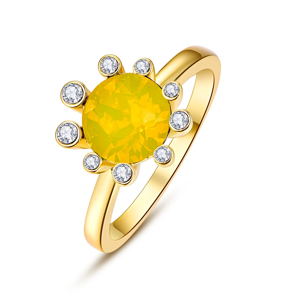 Кристаллы от Swarovski Glod цветные кольца Цветы для женщин элегантное кольцо Новая мода Роскошные женские кольца Свадебные украшения - Цвет основного камня: Crystal 231 OPAL