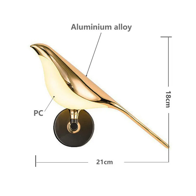 

Postmodern Creativity Gold Plating Bird Led Wall Lamps Hallway Stairs Sconce Bedroom Wall light Designer Decor Lighting Fixtures
