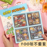 100 sheets kawaii girl stickers washi paper pet material sticker pack for gift decoration material cute korean stationery