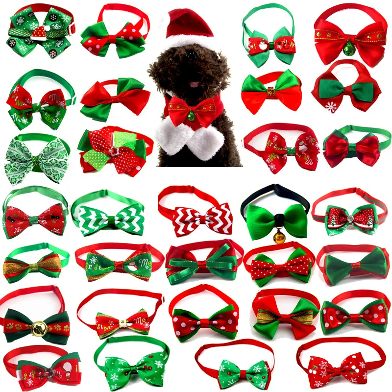 

Christmas Holiday Pet Cat Dog Collar Bow Tie Adjustable Neck Strap Cat Dog Grooming Accessories Pet Product Supplies Christmas