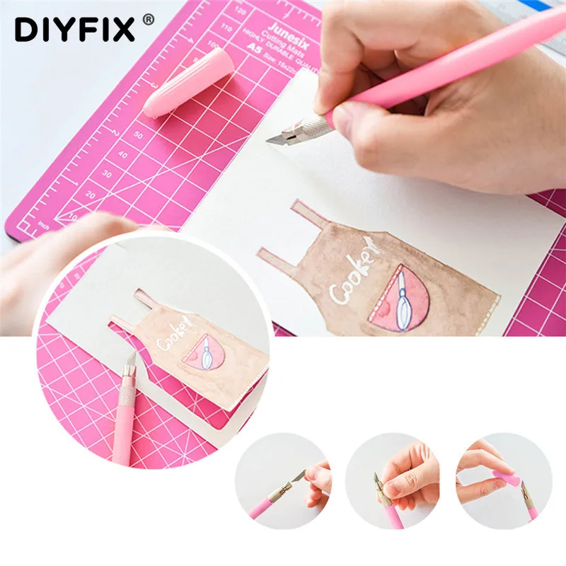 DIYFIX A5 ПВХ художественная ручка для гравировки ручная резка коврик линейка пинцет с лезвием Knief набор канцелярских инструментов для офиса Скрапбукинг