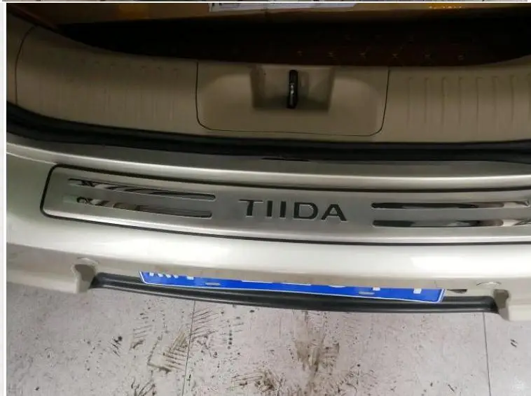 Для Nissan TIIDA 2005 2006 2007 2008 2009 2010 из нержавеющей стали протектор заднего бампера