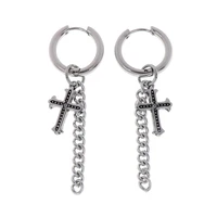 new cz cross drop earring crosss dangle long chain tassel hoop earrings stainless steel charms brincos jewelry