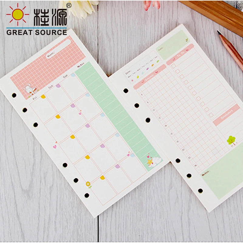 A6 Daily Planner Weekly Month Planner 2021 Loose Leaf Notebook Refill Paper Dot Grid Notebook White Paper Notebook School(12PCS)