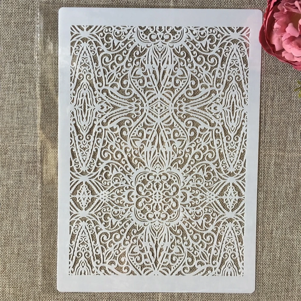 

Симметричная текстура A4 29 см, DIY, слойные трафареты, настенная живопись, Искусственный Декоративный шаблон