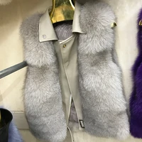 stylish real fox fur vest coat women sheepskin waistcoat autumn winter new fashion jacket multicolor