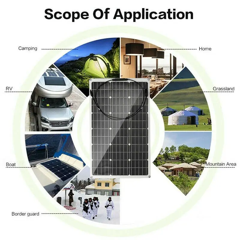 

500W Solar Panel 18V Battery Charger Cell Monocrystalline for Camping Motorhome Power Bank Flexible RV Yacht 500W Power System
