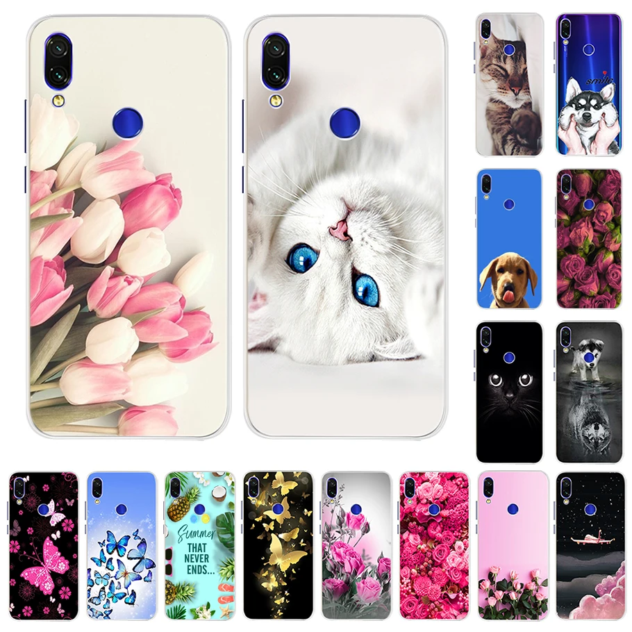 Мягкий силиконовый чехол с котом для Xiaomi Redmi Note 7 Pro задняя крышка чехол-бампер