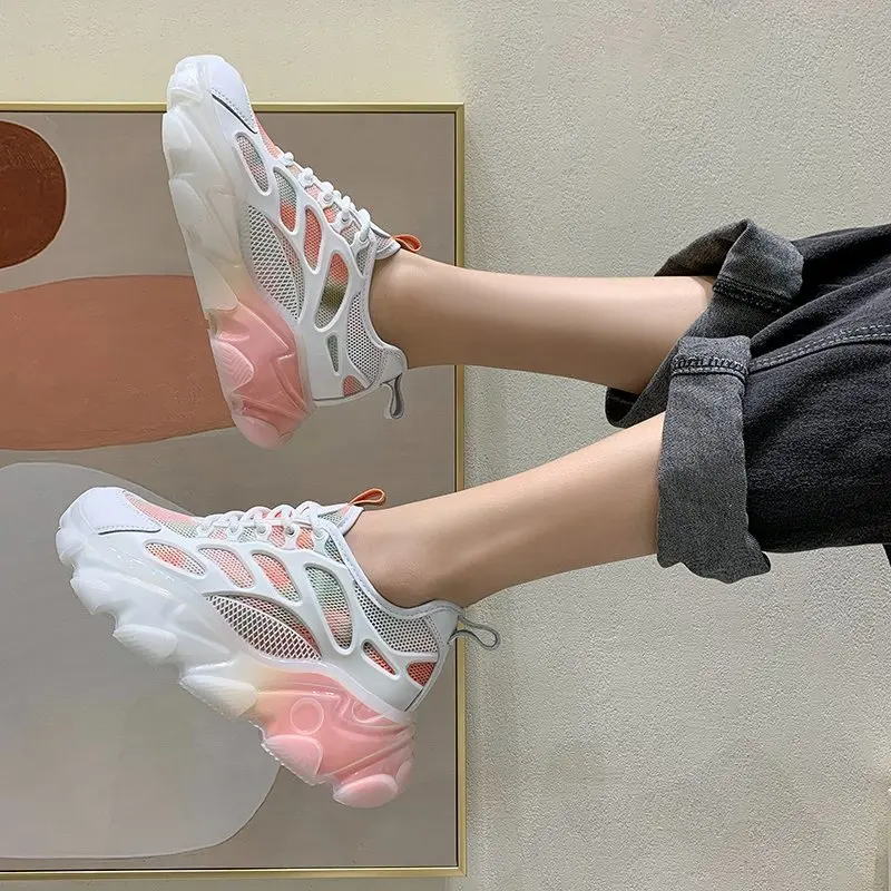 

Модные Повседневные кроссовки на платформе 2021, спортивная обувь на толстой подошве для отдыха, новые летние удобные женские кроссовки на ма...