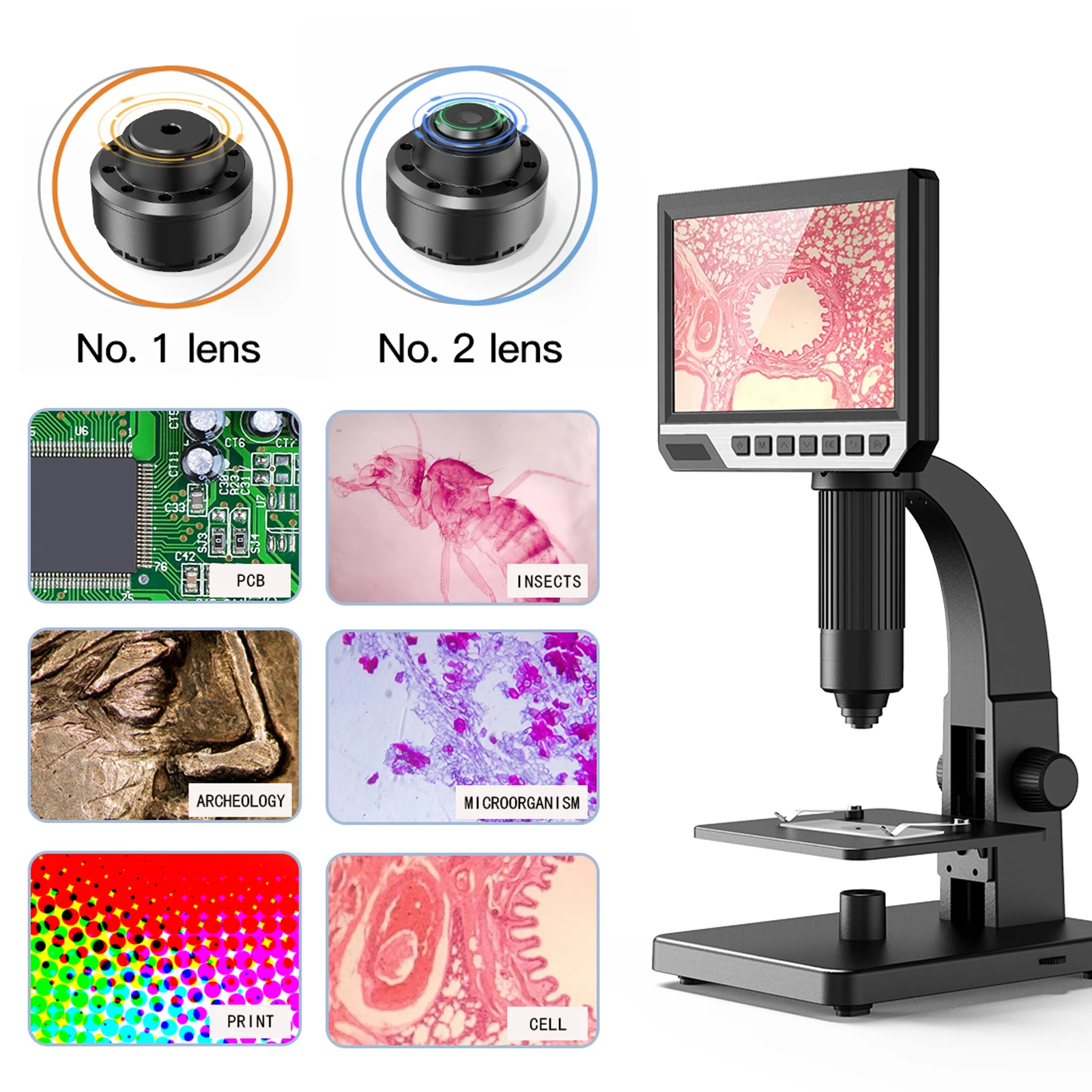 

0-2000x Digital Microscope Camera Biological Microscope Electronic Camera Scope For Soldering Repair Tool With 7 Inch IPS Screen