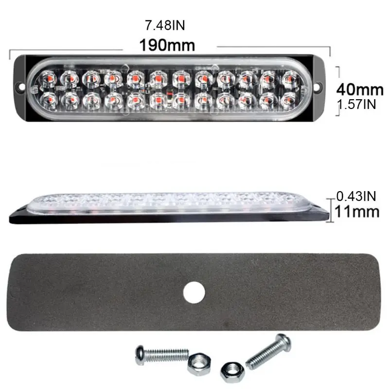 

24LED Double Row Emergency Strobe Lights Bar Universal Warning Flashing Lamp Bar for Pickup Truck 12-24V Car Motorcycles