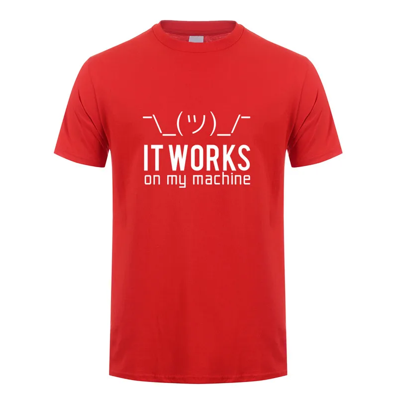 Летние мужские футболки, Забавные футболки с надписью «Geek It works on my machine», мужские хлопковые футболки с коротким рукавом и компьютерным программатором, OZ-148