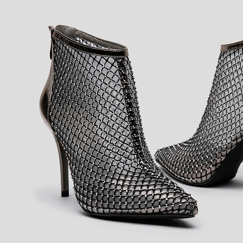 Женские ботинки с острым носком женские ботильоны на шпильке модная женская