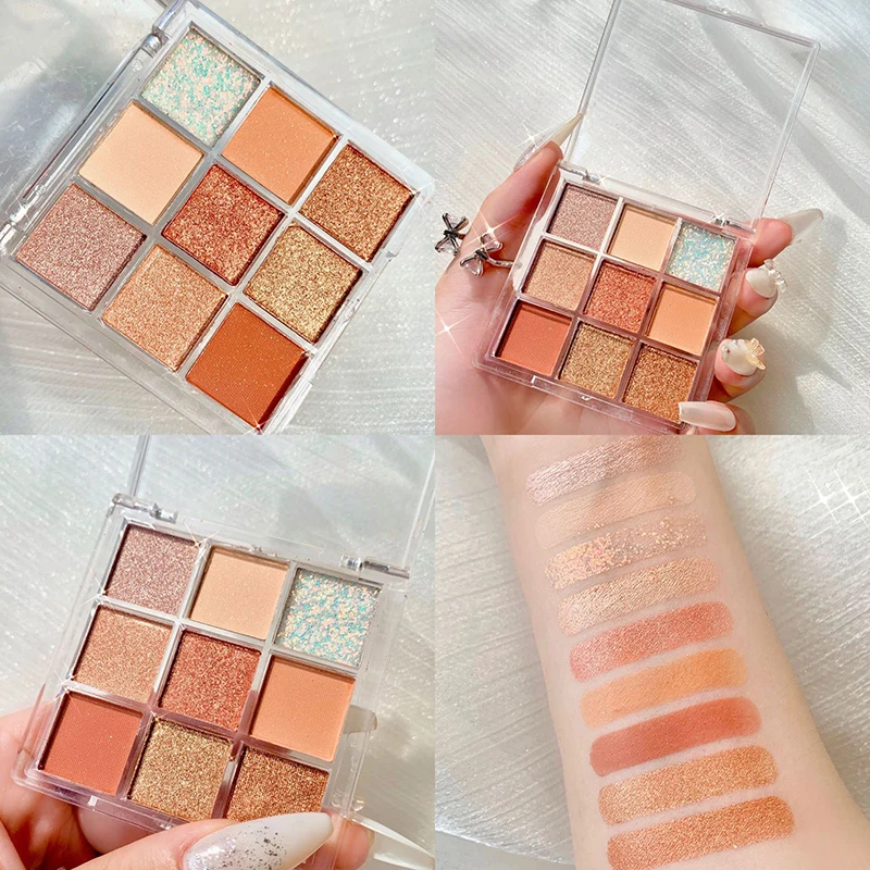 Блестящие тени для век 9 цветов искусственная Мерцающая палитра макияжа глаз