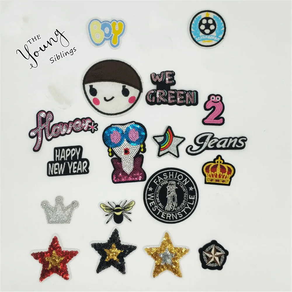 Новые значки с мультяшными буквами швейная вышивка аппликация блестки Ремонтный