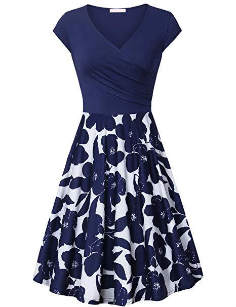 Летнее платье женское элегантное с коротким рукавом платья перекрестными