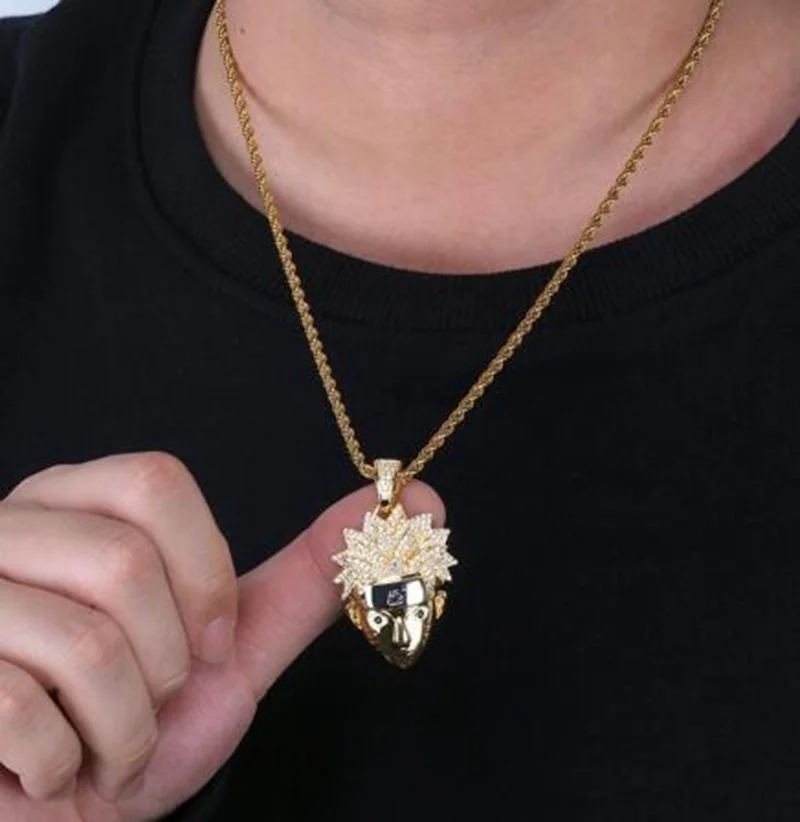 Наруто Uzumaki индивидуальная Подвеска Ожерелье мужское ожерелье C Iced Out CZ цепи хип