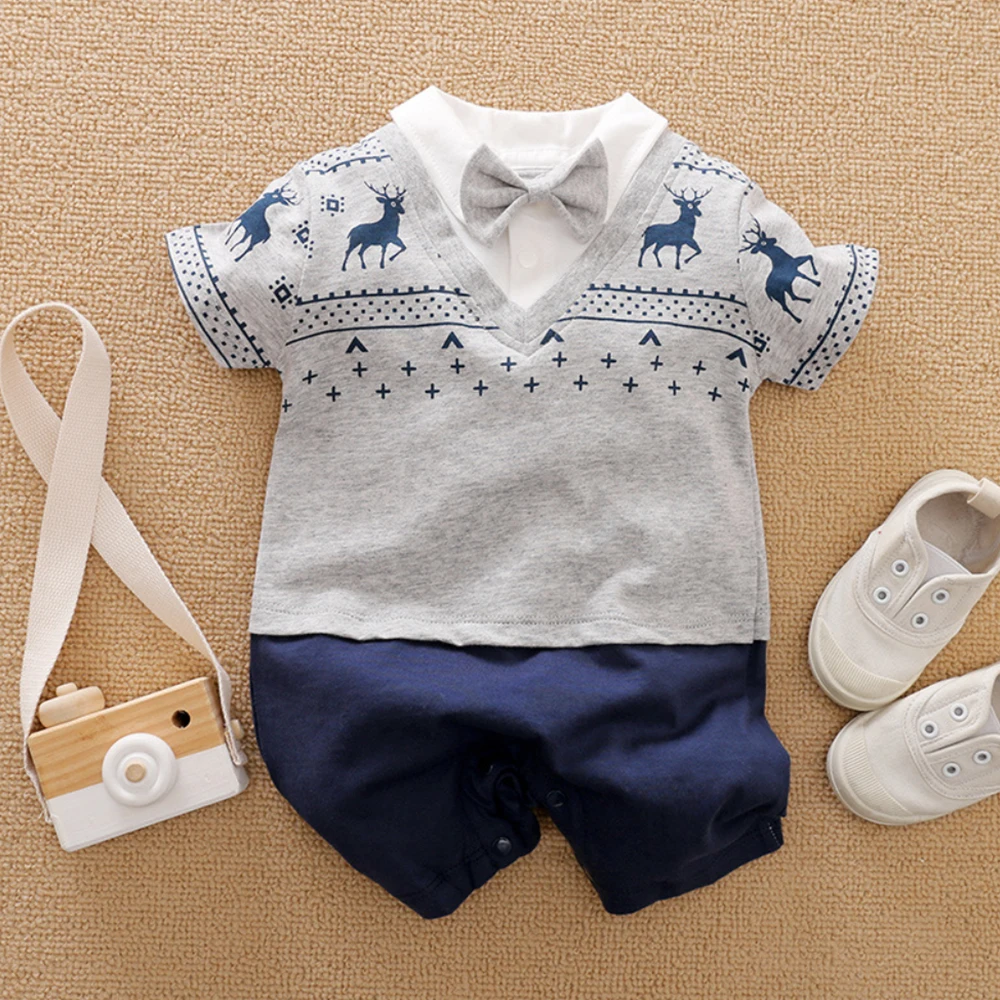 Malapina 2020 Summer Newborn Baby Boy Girl Clothes Onesie Romper Jumpsuit Infant Outfit with Bow Tie Unisex Costume | Мать и ребенок