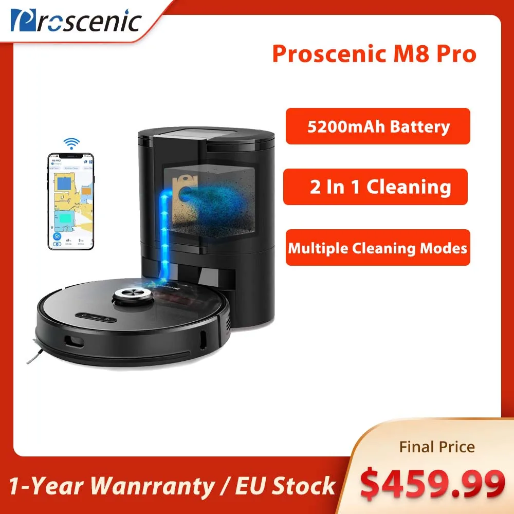 Proscenic M8 Pro умный робот-пылесос с несколькими картами памяти Wi-Fi подключенный LDS 2 в 1