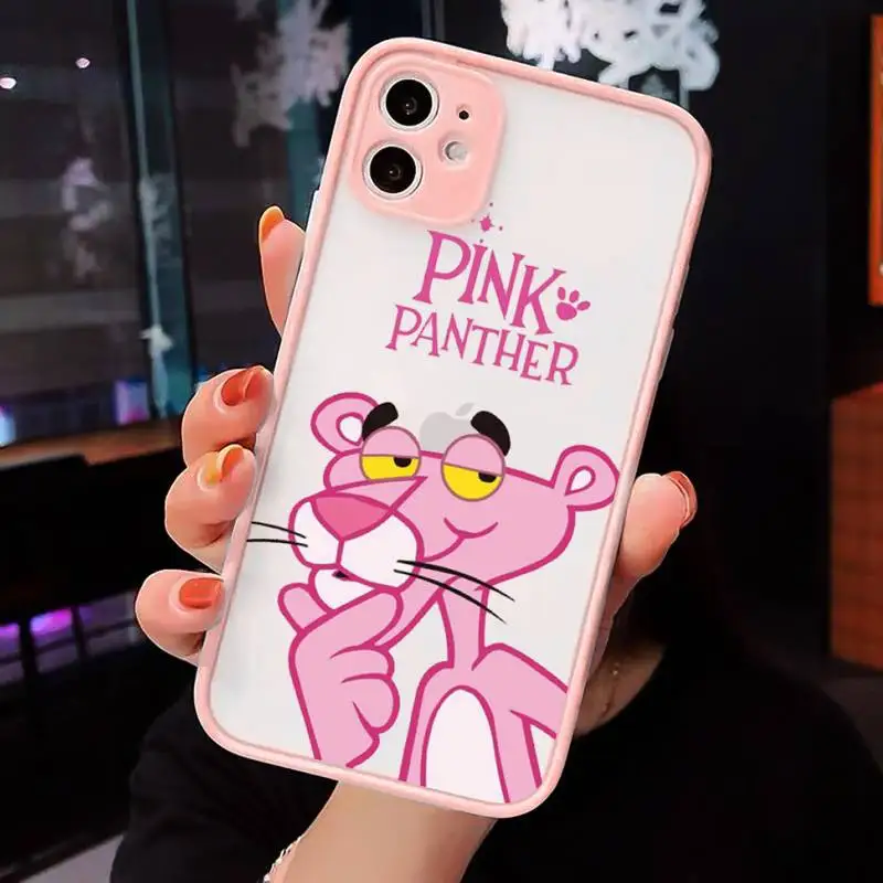 

Pink Panther cute cartoon animal Phone Cases matte transparent For iphone 7 8 11 12 plus mini x xs xr pro max cover