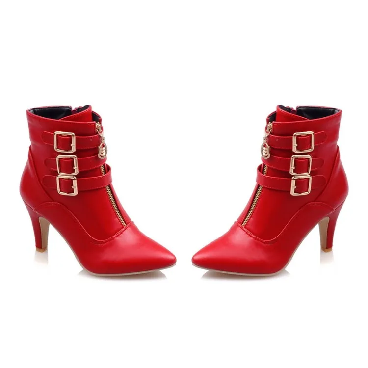 Женские ботинки с металлической пряжкой и молнией большие размеры 9 10 11-13 | Обувь