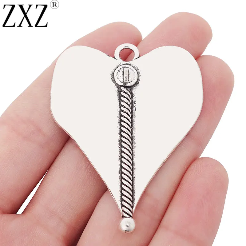ZXZ 5 шт Большие Подвески в форме сердца для ожерелья ювелирных изделий
