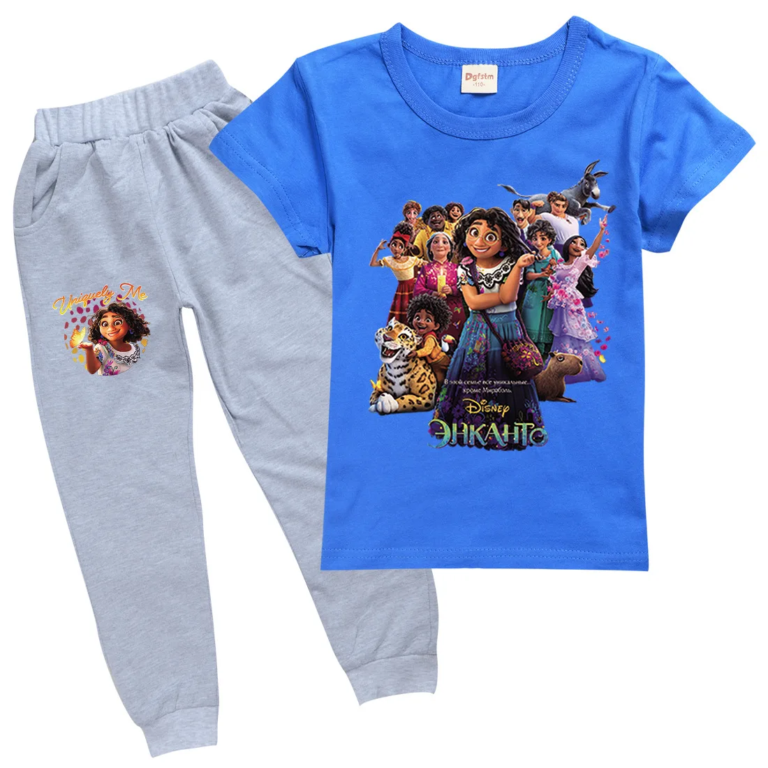 

Encanto Summer New Cartoon Printing Soft Trend Top 100 Cotton + Gray Trousers Boys and Girls Clothes 2-15 Years Old