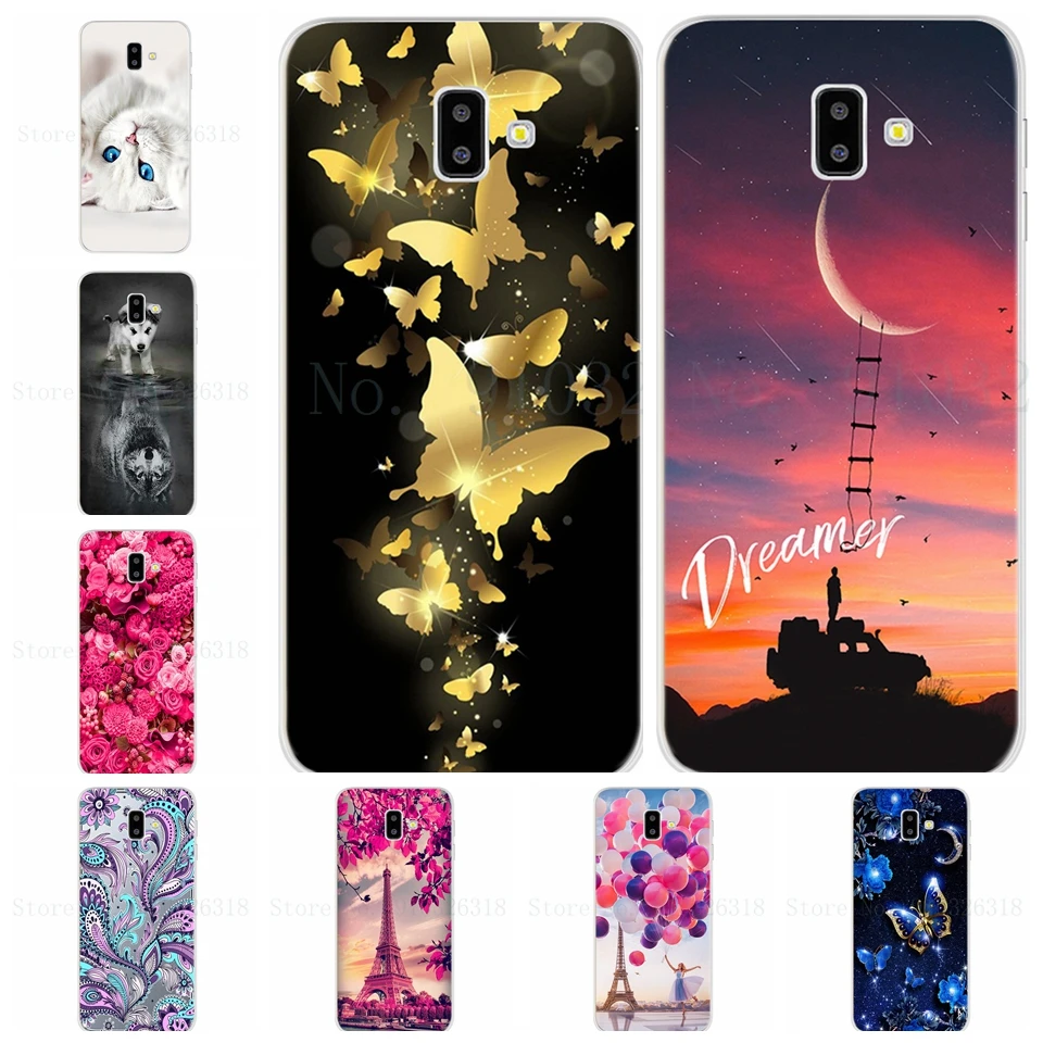 Силиконовый чехол для Samsung J6 Plus SM-J610FN/DS с полной защитой, мягкая задняя крышка из ТПУ для Galaxy J6 + SM-J610G, бампер для телефона