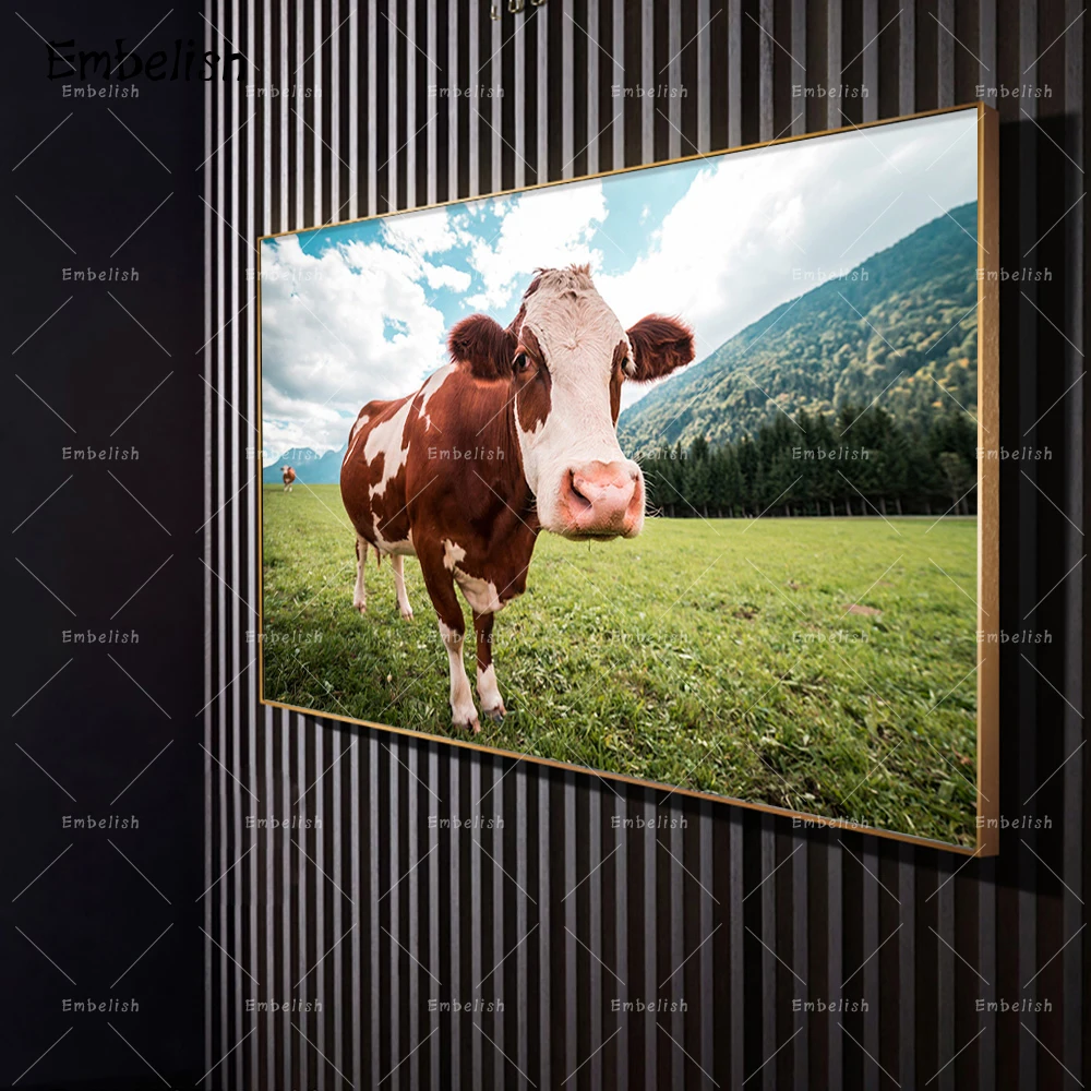 

1 Pieces Cows In The Grassland Animals Posters For Living Room Modern Home Decor Pictures HD Print Canvas Paintings