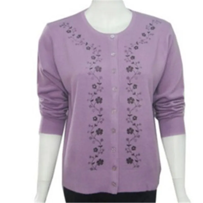 Women's Embroidery Tops Sweater Fashion All-Match Mother Clothing Cardigan Women Plus Large Size Shirt XXXL 4XL |