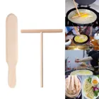 Деревянные Т-образные палочки для разбрасывания теста, 1 шт. + 1 шт. лопатка для блинов, приспособления для ресторана, дома и кухни