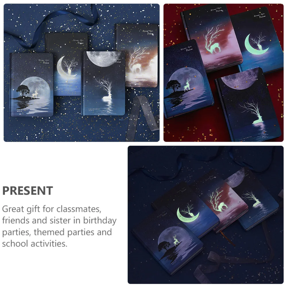 

1pc Noctilucence A5 Diary Book Starry Night Pattern Hand Book Notebook (Brown