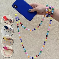 beaded mobile strap long mobile chain acrylic beads charm hanging cord boho mobile rope telephone jewelry women neck strap