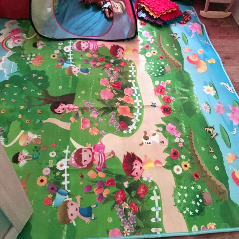 Детский игровой коврик 2*1 8 м двусторонний Коврик для ползания лес + сад детские