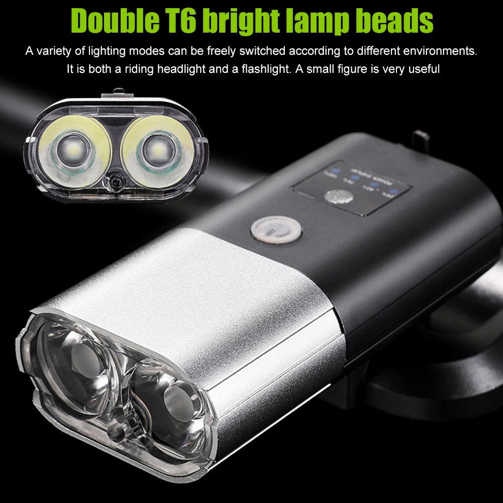 

Bicycle Front Light Set USB Rechargeable 4000mAh Smart Induction Head Light with Horn Bike Lamp Cycling Flashlight