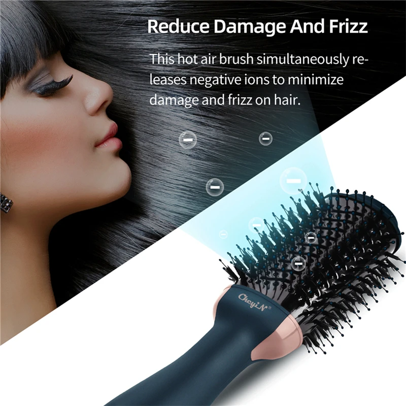 

CkeyiN 1000W Brush Hot Air Brush Tourmaline Ceramic Blow Dryer/Hair Curler Frizz and Hair Damage Reducing Brush Hair Dryer Brush