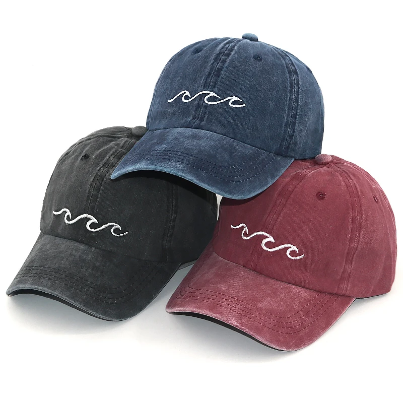 

Бейсболка ocean wave для мужчин и женщин, Модная хлопковая регулируемая бейсболка с эффектом потертости, в стиле ретро, Кепка от солнца с загнуты...