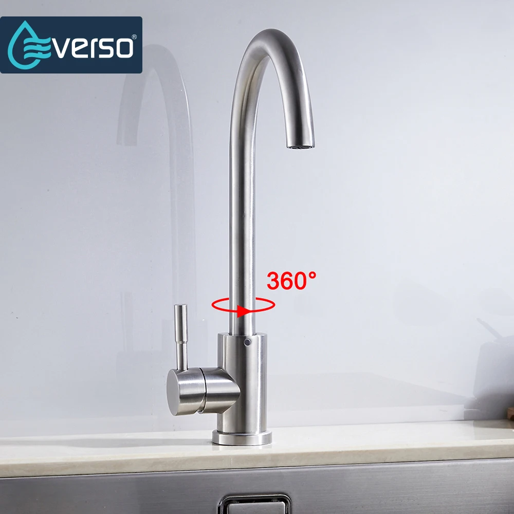 EVERSO смеситель для кухонной раковины хромированный с одной ручкой на 360 градусов