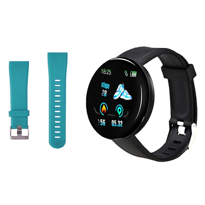 with Green strap Модные D18 Смарт-часы для мужчин wo для мужчин монитор сердечного ритма кровяное давление кислорода в крови фитнес-трекер спортивные водонепроницаемые Смарт-часы - Цвет: with Green strap