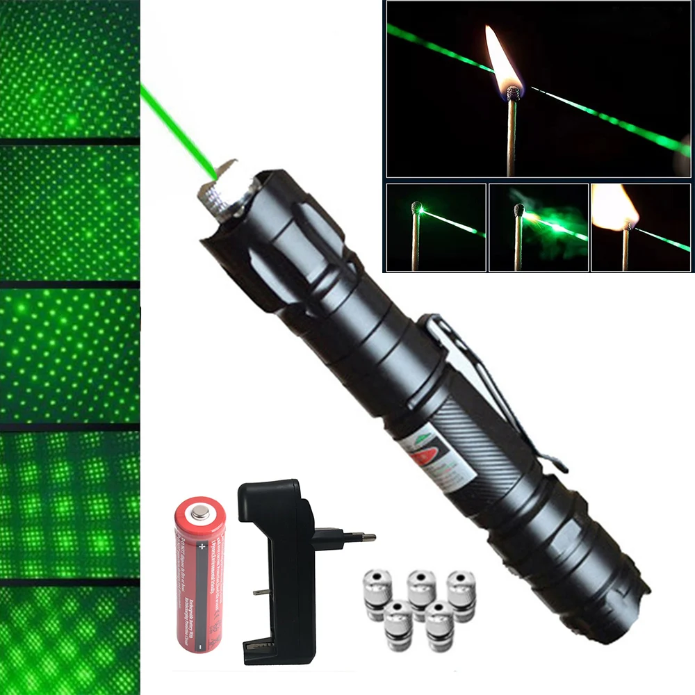 

High-power laser sight, green laser pointer, super radiation laser, detachable 2 in 1 laser head, 18650 battery combination
