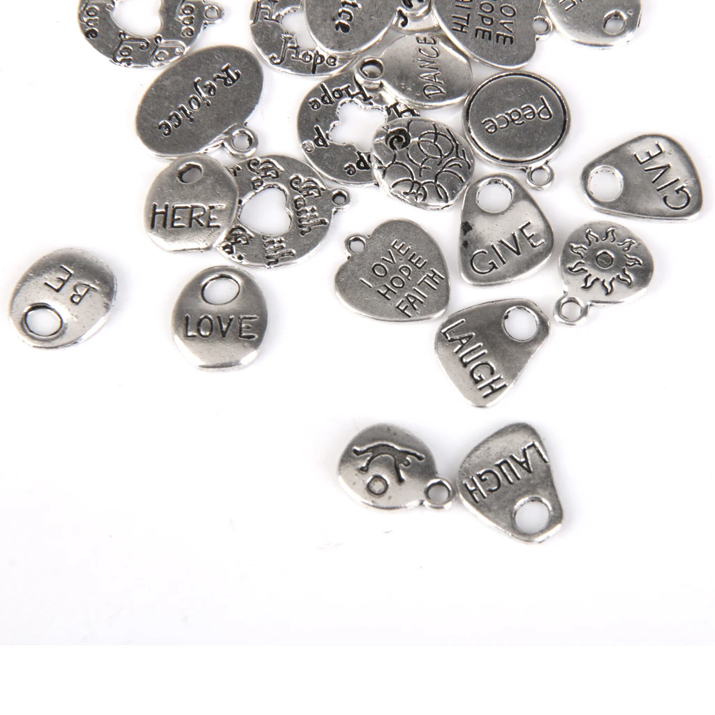30 pcs Mixed Lots of Tibetan Silver Color Carved Letter Charms Pendants Necklace DIY Necklaces Bracelets Anklets | Украшения и