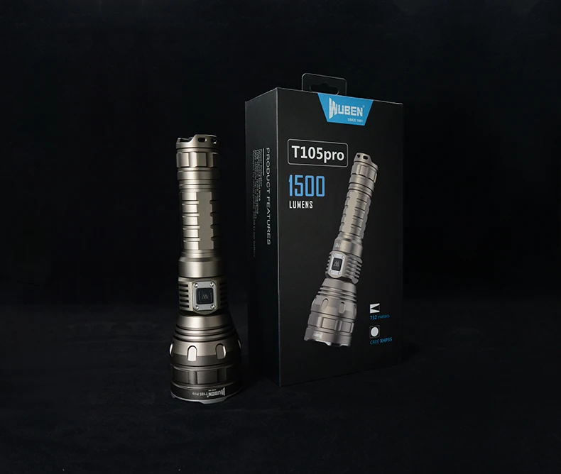 Wuben T105 Pro USB Перезаряжаемый тактический фонарь CREE XPL V5 Макс. 1500 люмен луч бросок 732 м