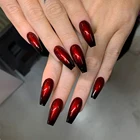 24 шт.компл. преддизайнерские черные красные длинные гробные искусственные ногти Европейский градиент балерина искусственные ногти накладные ногти с клеем