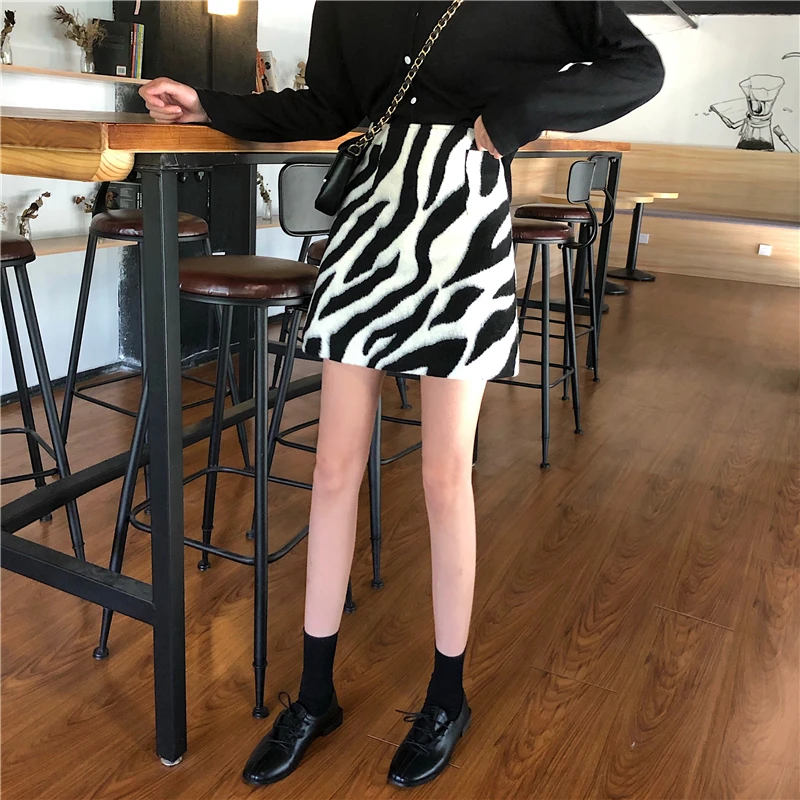 Женские шерстяные юбки карандаш Zebra трапециевидные мини с завышенной талией и