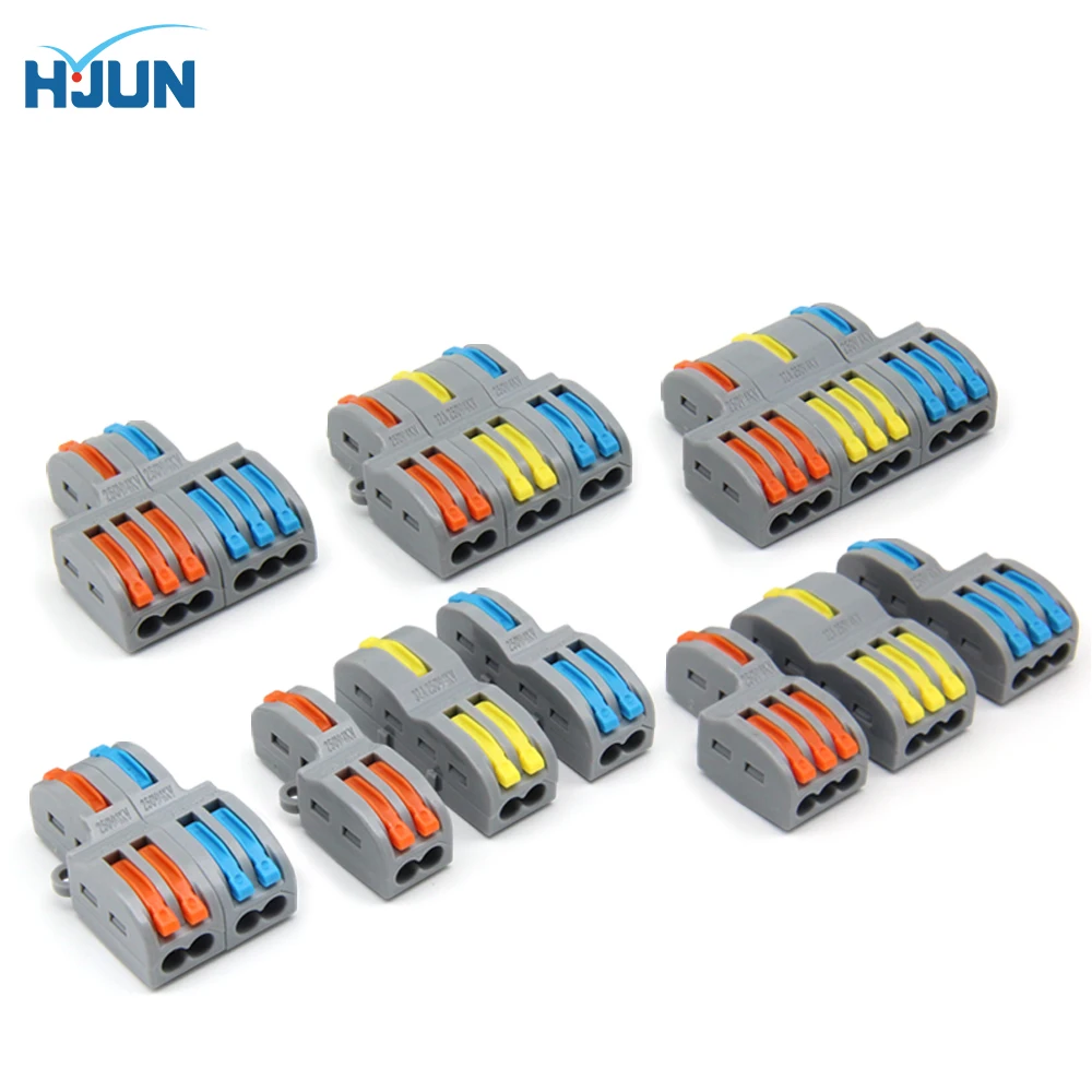 

HJUN Mini Fast Wire Cable Connectors Push-in Terminal Block Electrical Universal Compact Conductor Wiring Connector Combination