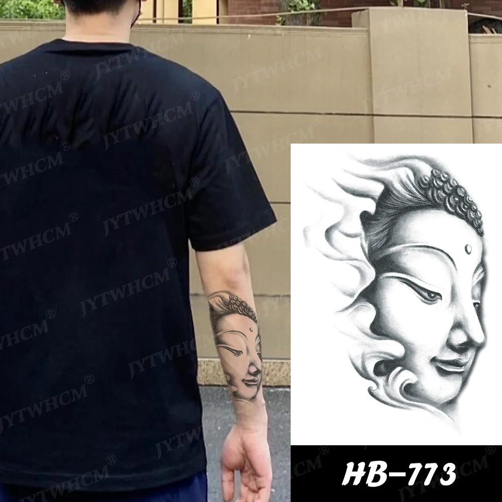 Черная татуировка с черепом злого дьявола временная наклейка водонепроницаемая