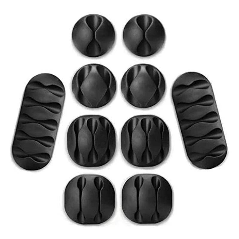 

10Pc Cable Clips Multipurpose Cord Holder Self-Adhesive Cord Management Cable Holder Earphone Wire Organizers